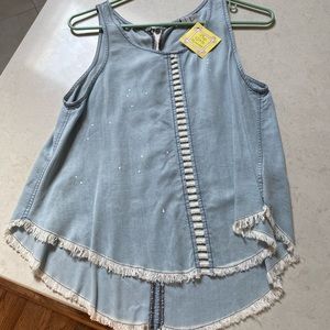 NWT LIV Los Angeles denim and white tank size M
